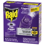 (2 pack) Raid Flea Killer Plus Fogger, Room Treatment Flea Bomb Kills up to 4 Months 15 oz, 3 Piece
