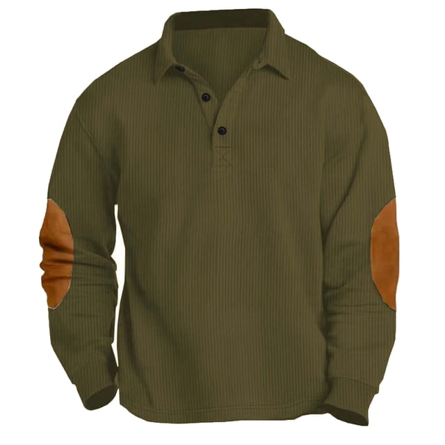 Blusa y camisa de manga larga con cuello vuelto para hombre, estilo casual, para deportes al aire libre, color liso, blusa de manga larga con cuello vuelto, camisetas de poliéster para hombre