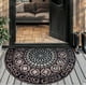 thumbnail image 3 of Felpudo semicircular de estilo bohemio | Felpudo antideslizante de terciopelo de cristal para entrada | Decoración bohemia de 50 x 80 cm para pasillo y puerta, 3 of 5