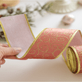 thumbnail image 2 of 2m Christmas Pink Ribbon Gold Xmas Tree Pattern Navidad Padent for DIY Handmade Bow Natale New Year Gift Packing Craft Supplies, 2 of 9