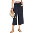 thumbnail image 6 of ANYJOIN Womens Capri Pants Loose High Waisted Wide Leg Lounge Pants Drawstring Casual Palazzo Pants Trousers with Pockets, 6 of 6