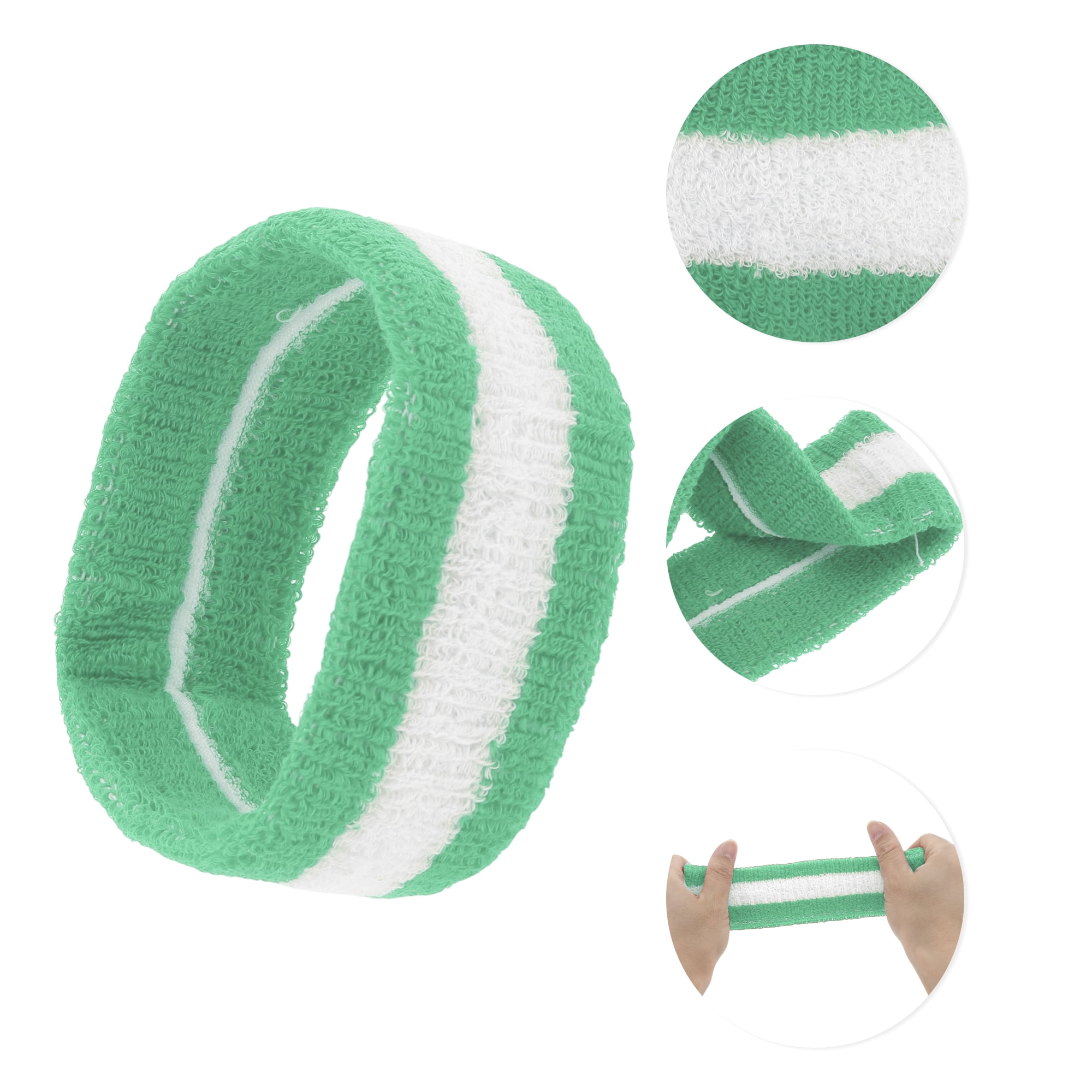 Unique Bargains 3Pcs Headband with Wristband Sweat Headband Light Green White