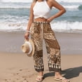 thumbnail image 4 of Yuyamidu Womens Linen Pants Petite Short Length Straight Leg Dressy Palazzo Pants Petite Lightweight Business Casual Trousers Western Tribal Outfits, Brown Tribal, Size 2XL, 4 of 7