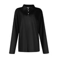 thumbnail image 4 of larppty Womens V Neck Polo Shirts Long Sleeve Collared Tops Fall Loose Golf Casual Tunic Blouses (Black, XL), 4 of 6