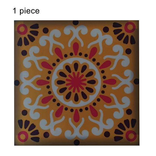 Riwcyla 1PC Self Adhesive Retro Tile Stickers Waterproof PVC Removable Wall Stickers Decals for Kitchen Bathroom Home Tidy Protection