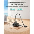 thumbnail image 3 of Canister Vacuum Cleaner, 30Kpa Powerful Suction, Bagless with 3.7QT Large Dust Cup, Auto Cord Rewind, HEPA Filter, 5 Attachments, Lightweight Vacuum for Pet Hair, Hard Floors & Car, 3 of 7