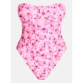 thumbnail image 6 of No Boundaries Floral Cut Out Bandeau One Piece Swimsuit, Women's XXS -XXL, 6 of 6