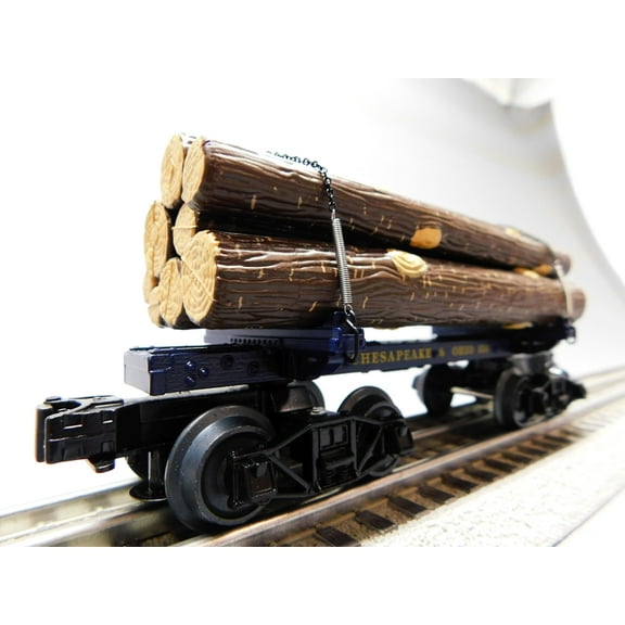 M.T.H. Electric Trains MTH Premier Chesapeake & Ohio Skeleton FLATCAR w/LOGS O Gauge 20-92334-156