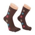 thumbnail image 5 of Unique Bargains 1 Pair Five Toe Socks Comfortable Mid-length Cute Flower Socks for Women Deep Brown, 5 of 6