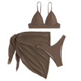 thumbnail image 4 of Aayomet Swimsuit Women Color Three-piece Pullover Swimsuit Split With Mesh Solid Women's Skirt Suit Swimwears Tankinis Set,Brown L, 4 of 5
