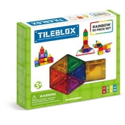 Angle View: Tileblox Rainbow Multicolor 30Pc Magnetic Tiles with activity board