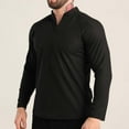 thumbnail image 2 of Stamzod Mens Shirts Summer Solid Color Crewneck Slim Fit Stretch Gym Shirts Activewear Casual Athletic Running Long Sleeve Shirts for Men Black L, 2 of 7