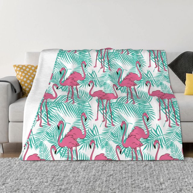 Fotbe Flamingo Manta de Franela con Estampado, Manta Ultrasuave para Cama, Sofá, Auto, Hipoalergénica y Antibolitas-80"x60"