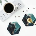 thumbnail image 5 of Pofeuu Underwater Dinosaur Shark Print Leather Coasters Set of 6, Round Cups Mugs Mat Pad for Home Kitchen Heat Resistant Drink Coasters,Hexagon, 5 of 7