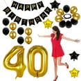 thumbnail image 3 of 40th Birthday Decorations Kit, Large Number 40 Balloons, Black and Gold Happy Birthday Banner with Latex and Star Balloons, 40 Birthday Balloons Set Party Supplies, 24 Pack, 3 of 7