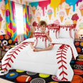 thumbnail image 5 of Erosebridal Red Drippy Baseball Print Twin Bedding Sets, Sports Monogram Bedding Comforter Set for Kids Boys and Girls, Reversible 7-Piece, 5 of 6