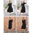 thumbnail image 5 of AURA Plus Size Women's 3/4 Sleeve A-line and Flare Midi Long Dress, 5 of 6