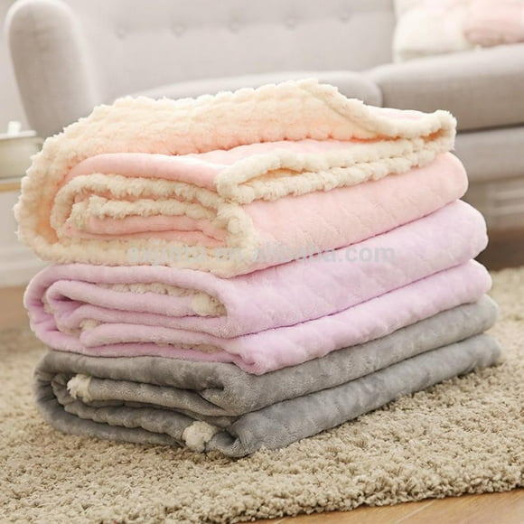 KIDS ADULTS SOFT SOLID CORAL FLEECE THROW/BLANKET