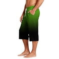 thumbnail image 5 of JoveMarine Men's Gradient Print Hawaiian Shorts with Drawstring, 7/8 Length Casual Shorts for Spring and Fall, Lightweight Beach Style Army Green L, 5 of 9