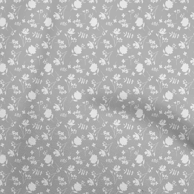 oneOone Cotton Poplin Gray Fabric Floral Fabric For Sewing Printed Craft Fabric By The Yard 42 Inch Wide