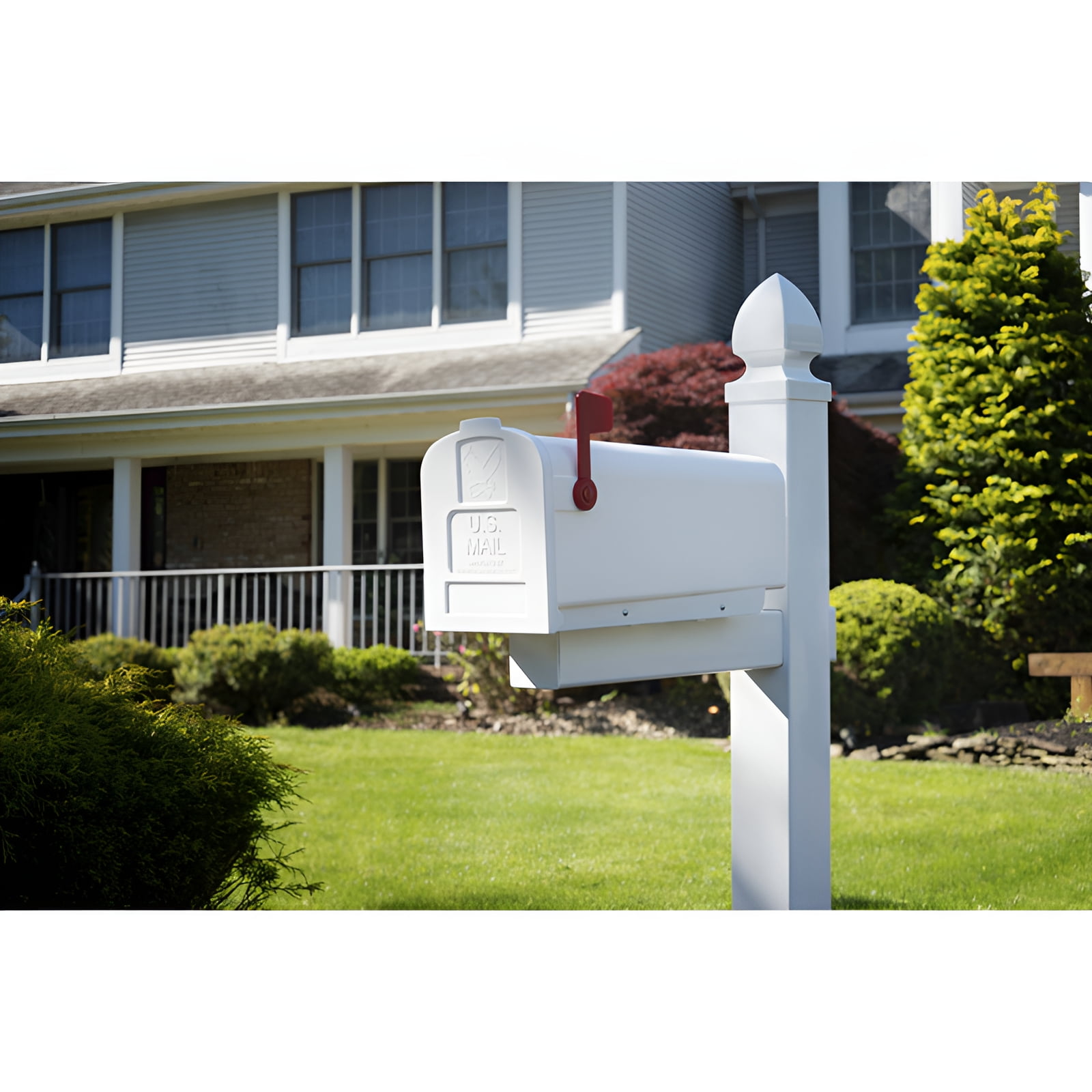Architectural Mailboxes Parsons Plastic, Medium, Post-Mount Mailbox in White