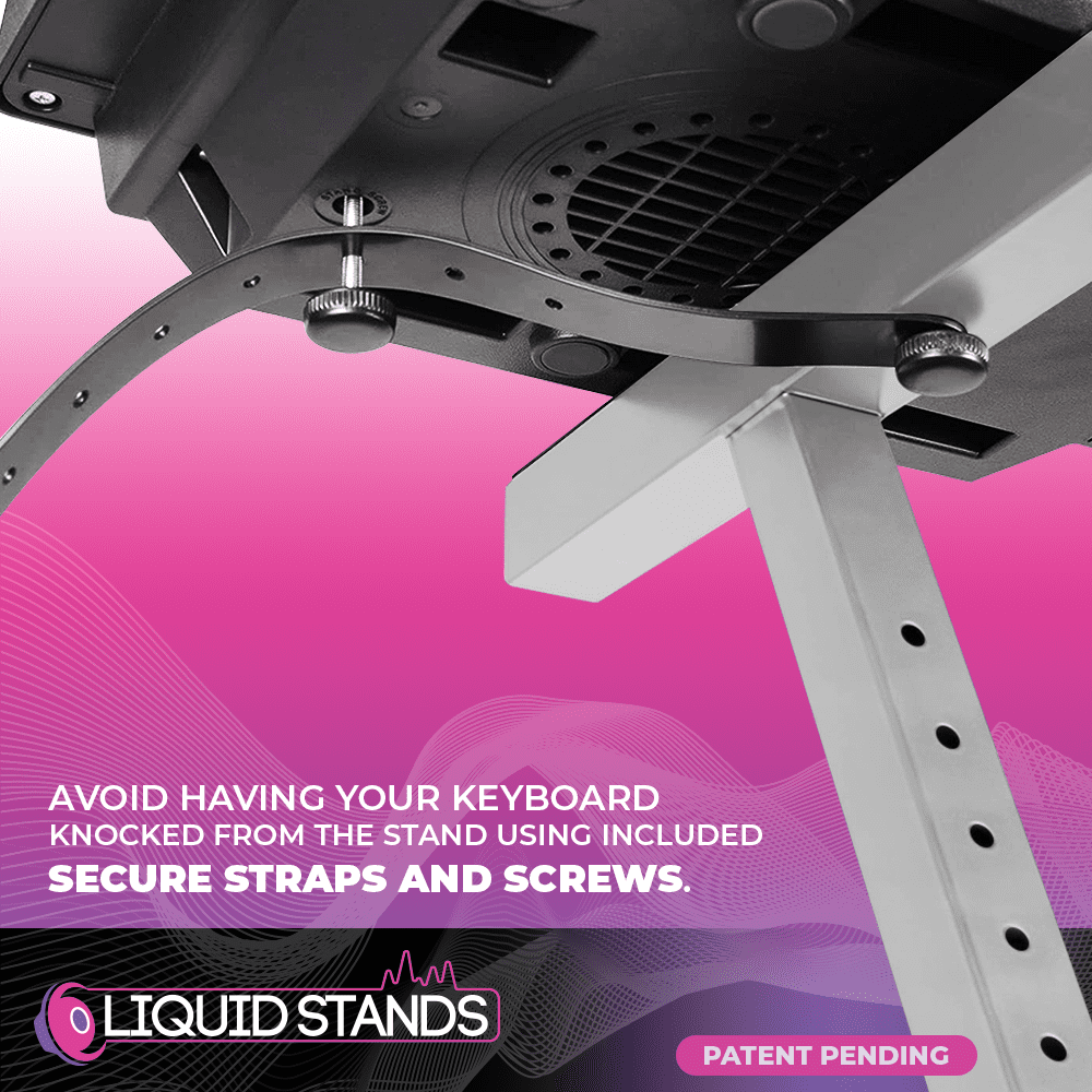 Liquid Stands Piano Keyboard Stand W/ Wheels - Z Style Adjustable Metal Stand for 54-88 Key - Chrome