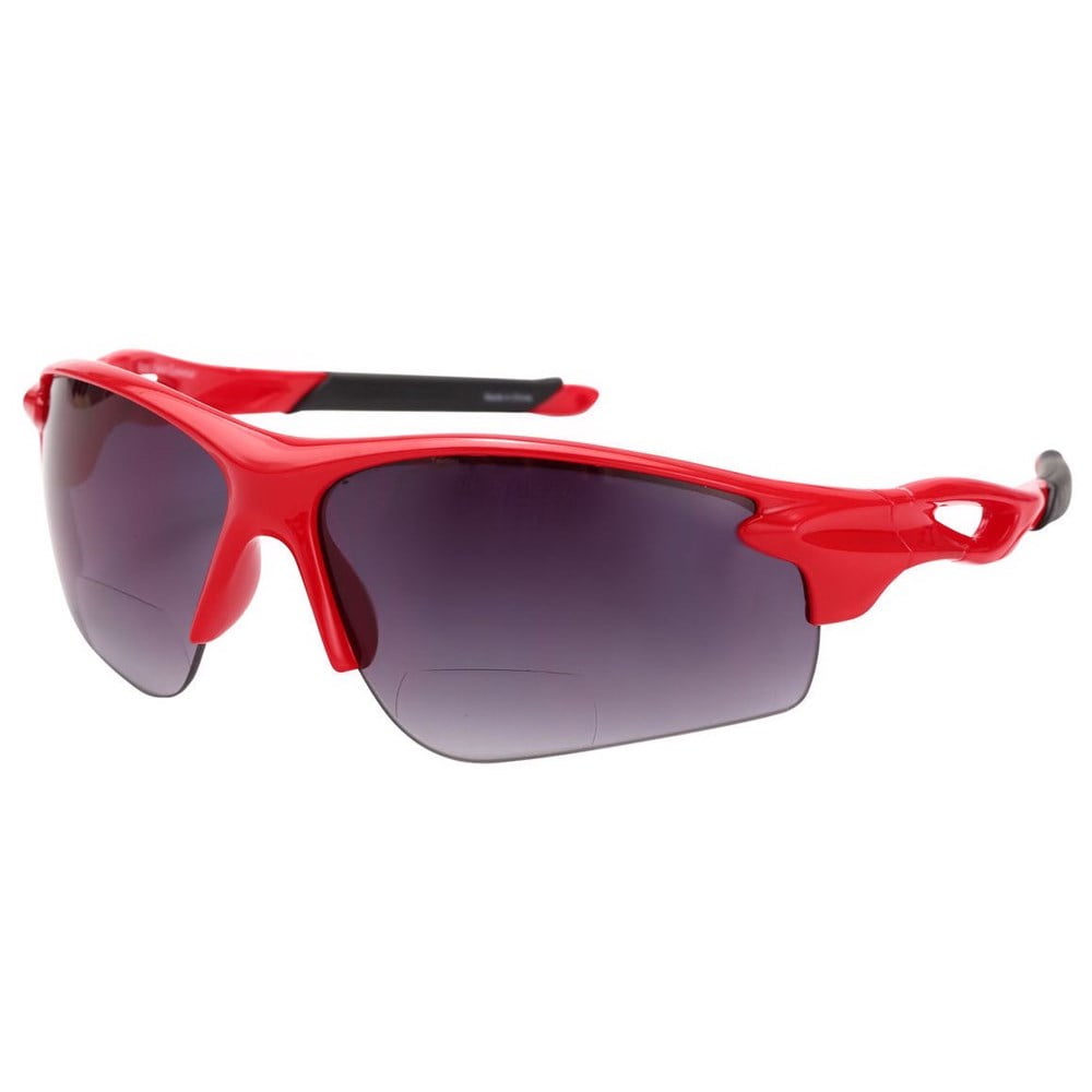"The Athlete" 2 Pair of Precision Sport Wrap Bifocal Sunglasses Reading Sunglasses for Men and Women - Black/Red - 2.00