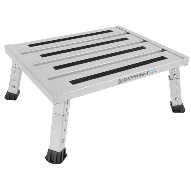 RV Step DEPSUNNY, altura ajustable, aluminio, color plateado