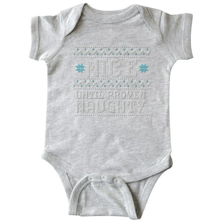 

Inktastic Ugly Sweater Nice until Proven Naughty Gift Baby Boy or Baby Girl Bodysuit