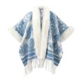 thumbnail image 4 of Poncho Shawl Wrap Winter Faux Fur Cape Cloak Coat with Faux Fur Trim Cardigan Women Casual Batwing Cape Tassel Shawl Winter Warm Shawl, 4 of 6