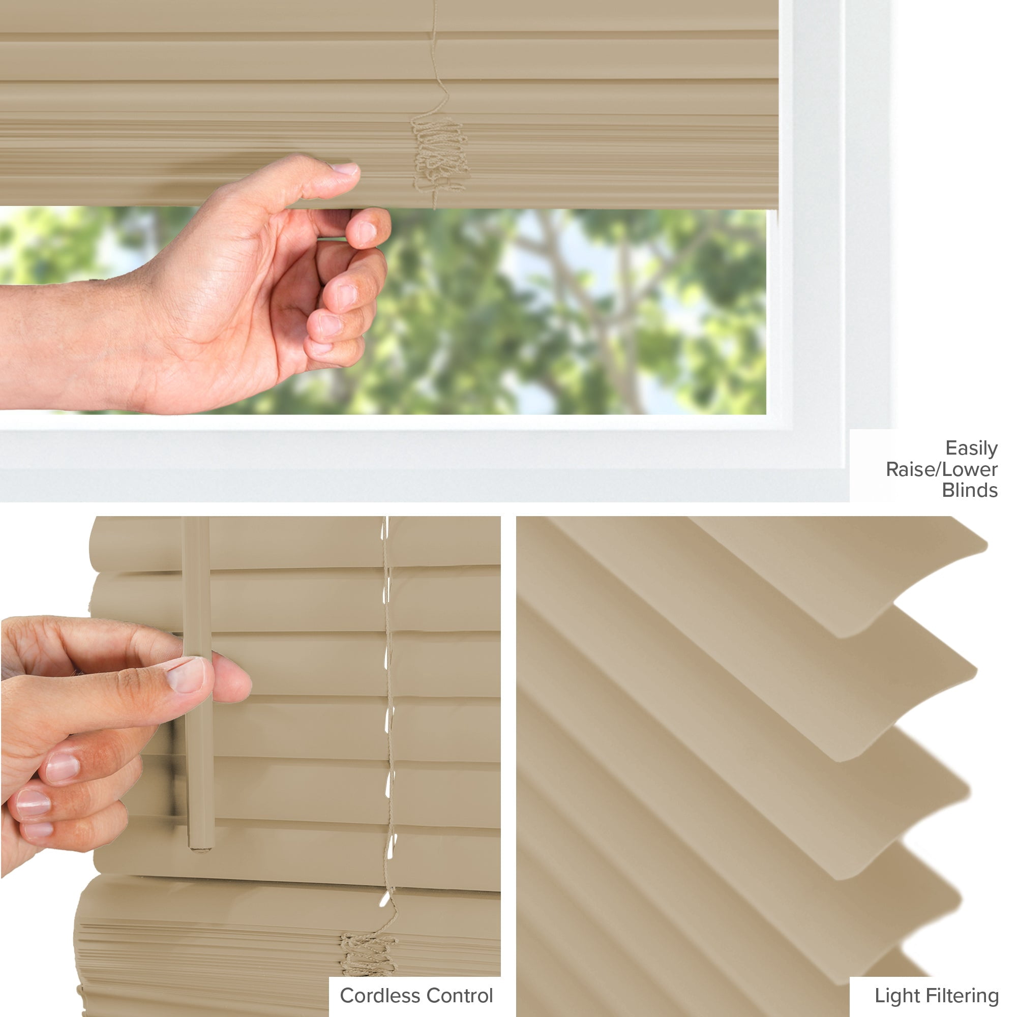 CHICOLOGY Cordless 1" Vinyl Mini Blinds Gloss Cappuccino (Room Darkening) 78"W X 36"H