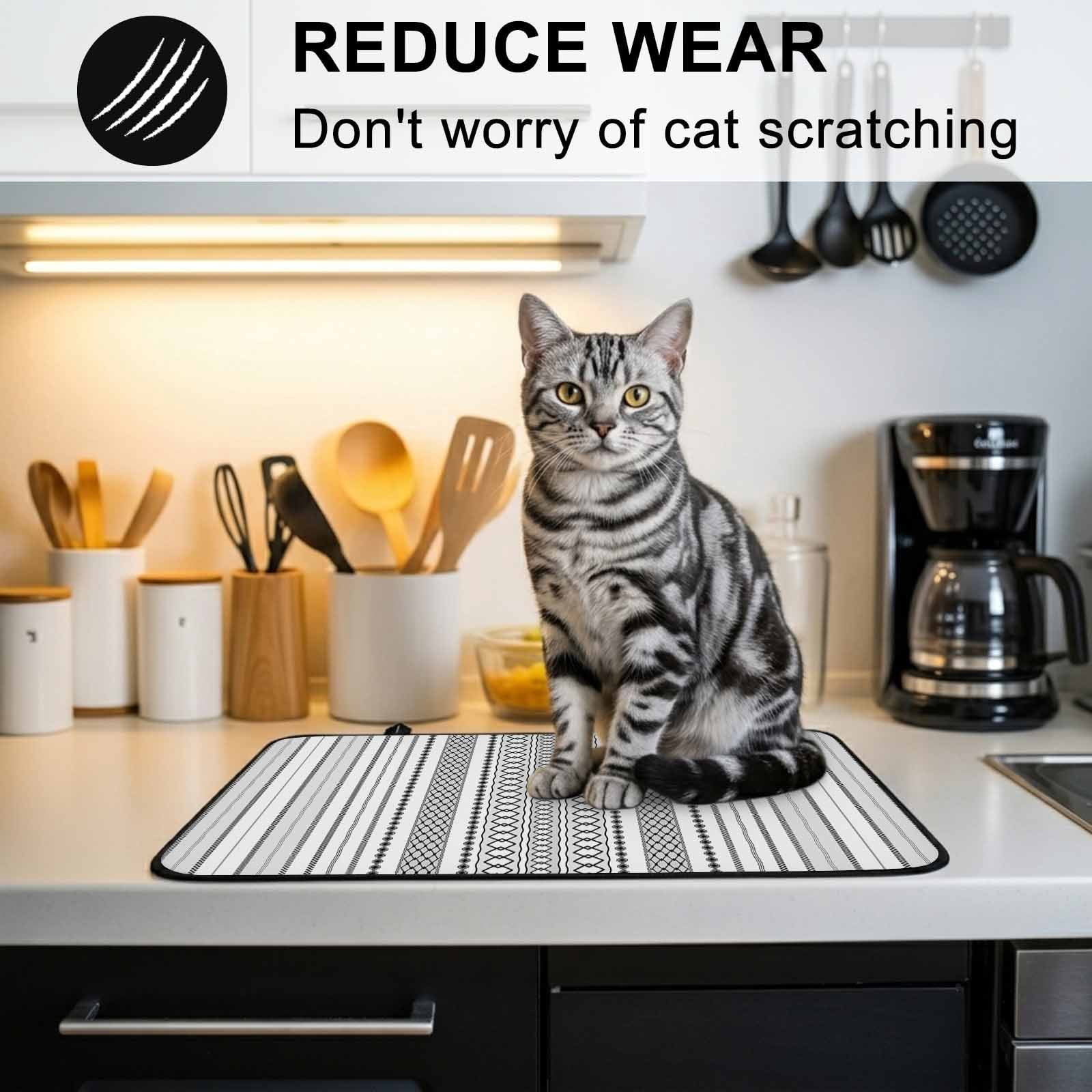Black White Striped Stove Top Cover for Electric Stove, Heat-proof & Non Slip Glass Top Stove Cover Protector, Modern Farmhouse Geometric Kitchen Flat Cooktop Rubber Mat 24x21 Inches