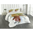 thumbnail image 2 of Ambesonne Dinosaur Quilted Coverlet 3 Pcs, Colorful Mosaic T-rex, Queen Size, Multicolor, 2 of 4