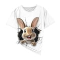 thumbnail image 5 of Craaazy Easter Bunny Print Women's Short Sleeve Crew Neck Top - Loose Fit Casual Spring Graphic Tee Gifts, 5 of 5