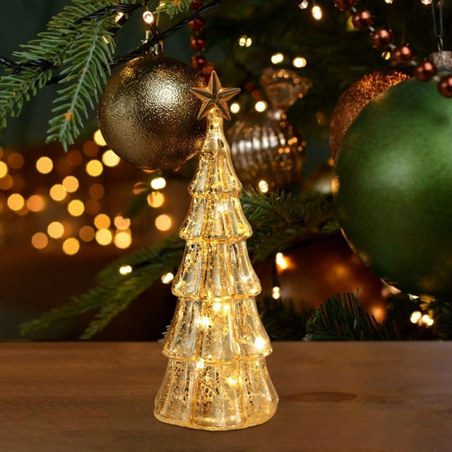 de Navidad de cristal con luz, de Navidad, adorno navideño de centro de mesa, figura, para estante, chimenea, oficina, decoración del Parte de