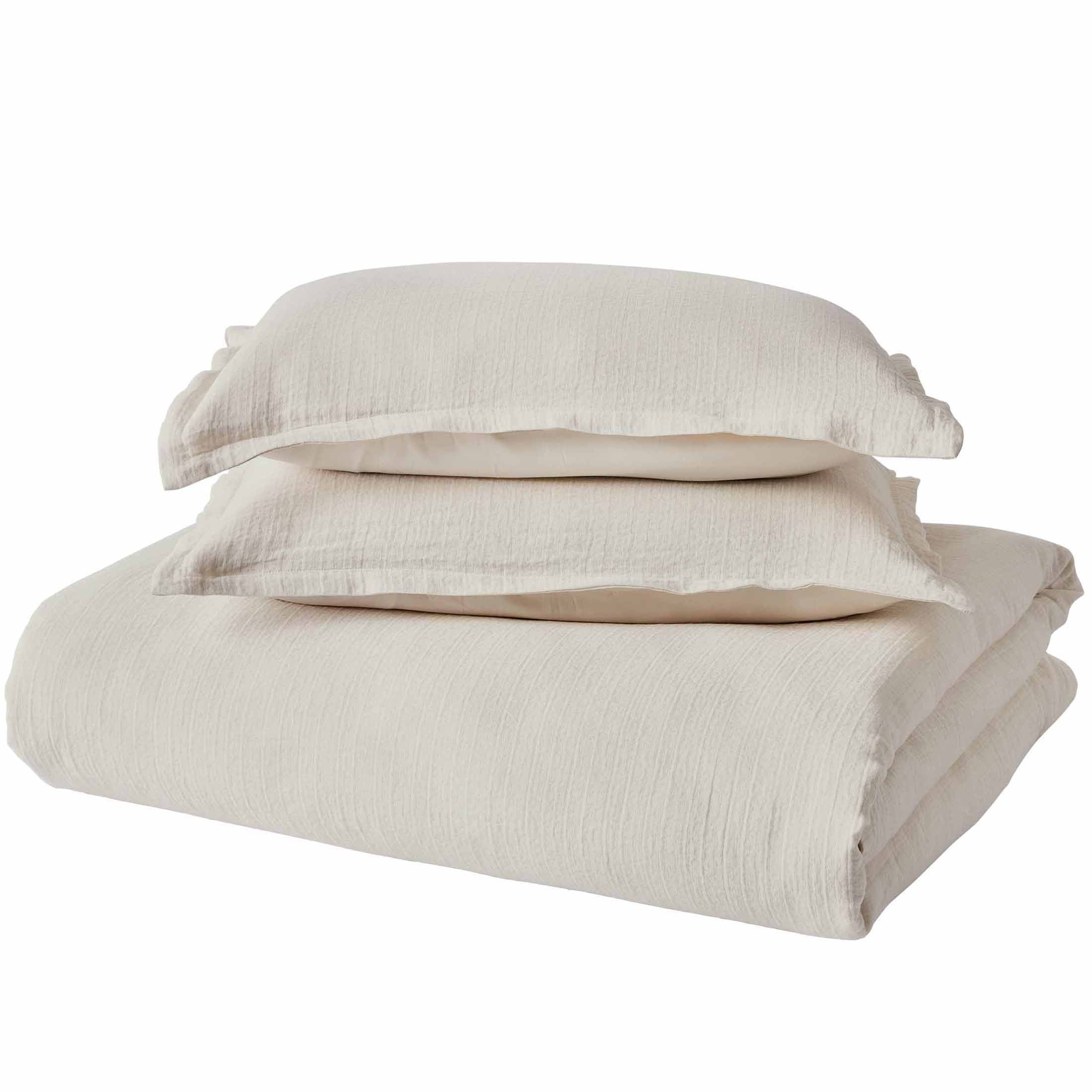 Better Homes & Gardens 3-Piece Ivory/White Crinkled Gauze Duvet Set, Adult King
