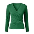 thumbnail image 6 of Bxsruta Womens Wrap Tops Deep V Neck Long Sleeve Shirts Ruched Casual Blouses, 6 of 6