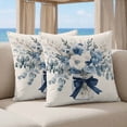 thumbnail image 5 of 16x16 Pillow Covers Set of 2, Blue Spring Floral Square Throw Pillow Covers for Couch/Sofa/Living Room, Watercolor Summer Flowers Vintage Decorative Soft Pillowcases for Couch Throw Pillows, 5 of 9