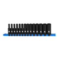 thumbnail image 1 of MIXPOWER 1/4" Drive Deep Magnetic Impact Socket Set with Storage Rails, 14-Piece, 6 Point, 4-15mm, Metric, CR-MO, 1 of 6