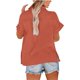 thumbnail image 3 of Camisa informal de manga larga con cuello en V para mujer: color liso, poliéster, versátil para combinar con vaqueros/pantalones, ideal para llevar a diario en primavera/verano., 3 of 7