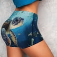 thumbnail image 4 of Rateoe Watercolor Turtle Printed Power Workout Shorts for Women Tummy Control Squat Proof Ribbed Thick Seamless Scrunch Active Short-X-Large, 4 of 8