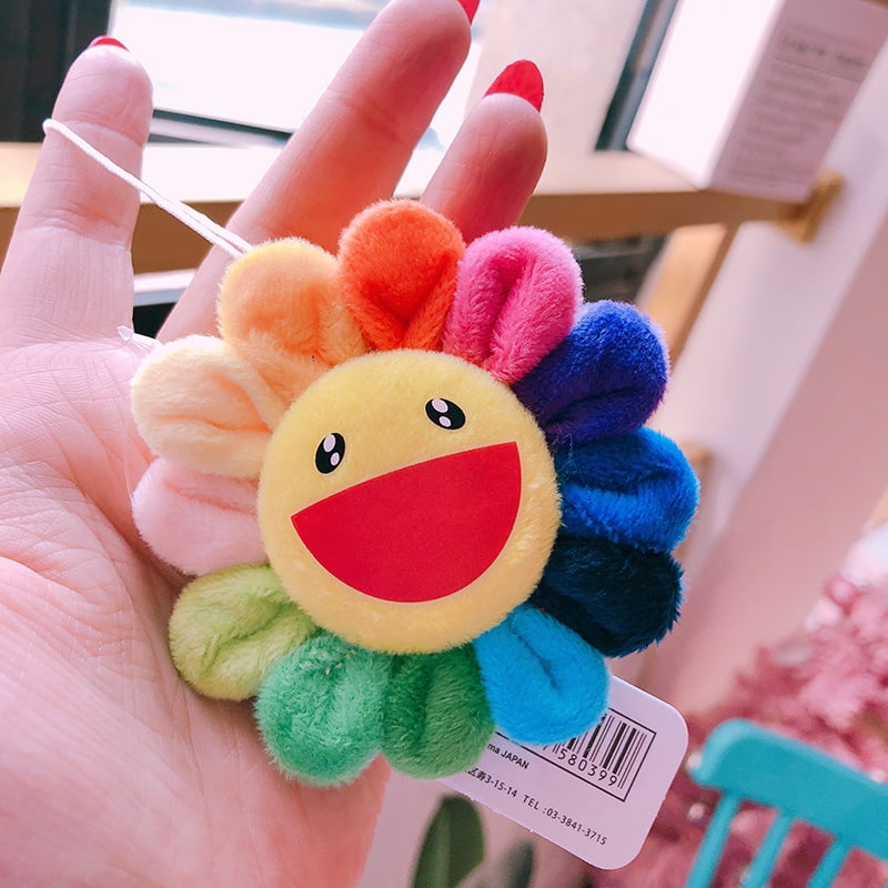 Puloru Newest Flower Takashi Murakami Kiki Kaikai Brooch Rainbow Sunflower  Pin Badge Strap Plush Cute Toys