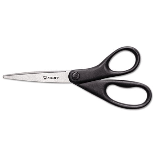 Design Line Straight Stainless Steel Scissors, 8" Long, 3.13" Cut Length, Black Straight Handle | Bundle of 2 Each