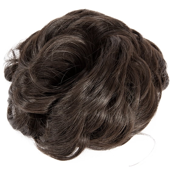 Brown Synthetic Clip in Messy Hair Bun Chignon Donut Ponytail Wig for Women Curly Scrunchine Ponytail Hair Extensions