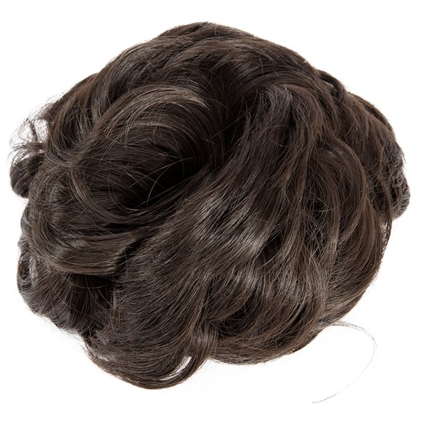 Brown Synthetic Clip in Messy Hair Bun Chignon Donut Ponytail Wig for