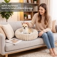thumbnail image 4 of Exclusivo Mezcla Calming Donut Dog Bed with Non-Slip Bottom, 32 inches Cozy Fluffy Faux Rabbit Fur Round Pet Bed for Medium Dogs, Apricot, 4 of 7