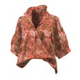 thumbnail image 3 of Endives Womens Casual Shirts 3/4 Sleeve Tops V Neck Stand Collar Blouse Beach Vacation Shirts Spring Outfit, 3 of 6