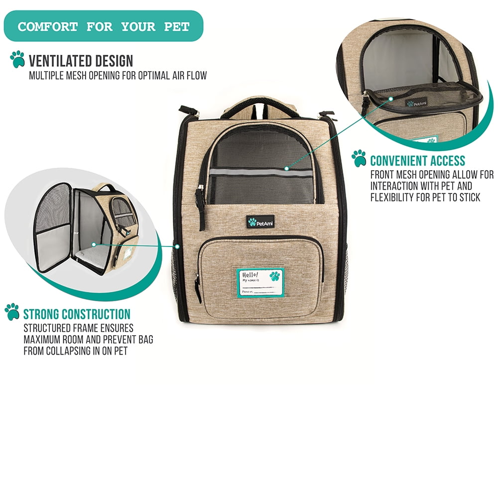PetAmi Deluxe Pet Carrier Backpack, Heather Taupe