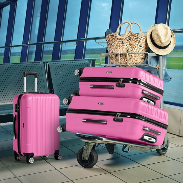 ピンクセット Zimtown 3 Piece Nested Spinner Suitcase Luggage Set With TSA Lock