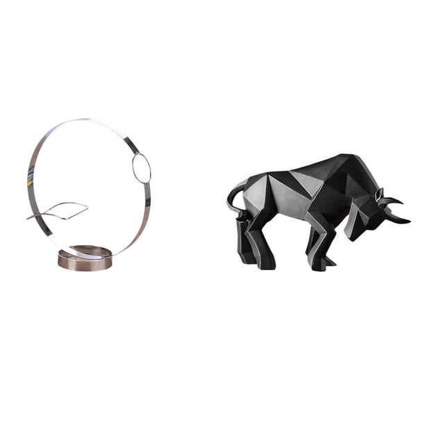 Portabotellas de vino,Soporte para botellas de vino,soporte para botellas de vino,estante de hierro,Decoración de gabinete de vino tinto de regalo de barra de cocina,Estatua del toro,Estatua
